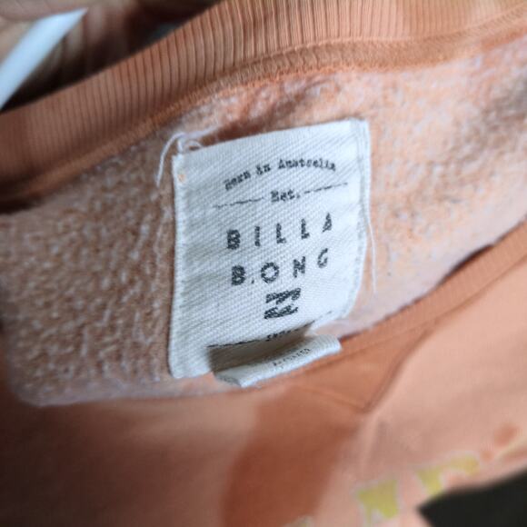 Billabong Crewneck Sweatshirt Womens M Peach Orange Oversized Sun Moon Sweater - Picture 5 of 8